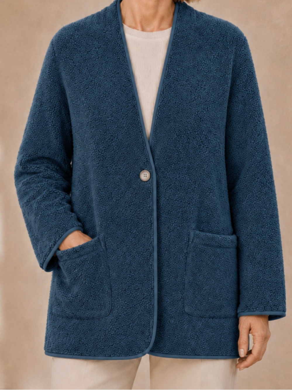 Pure Jill J. Jill Fleece Lined Boucle Teddy Cardigan Sweater Jacket. XS Petite